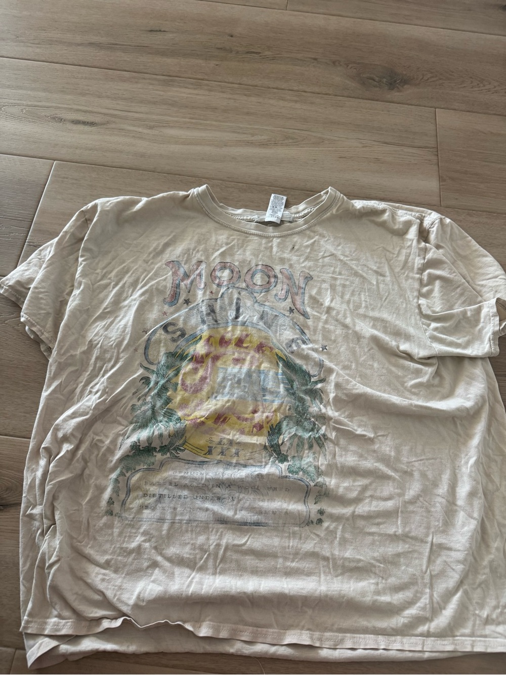 Urban Outfitters Cream Graphic Moon Tee with Multicolor Print
